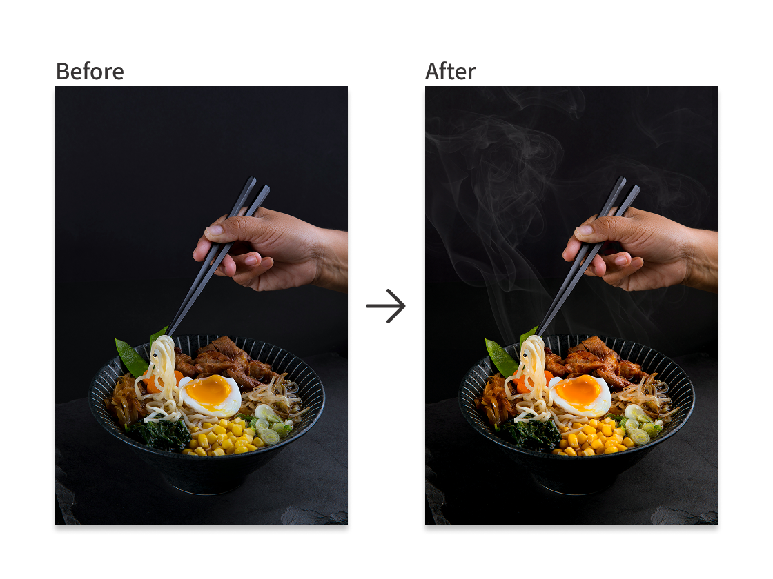湯気の追加と色味補正